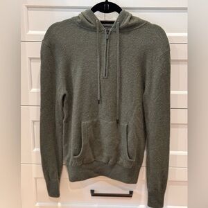 Olive cashmere sweater with hood